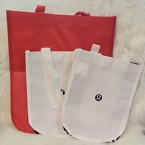 Lululemon athletica Red and White Tote Bag Set